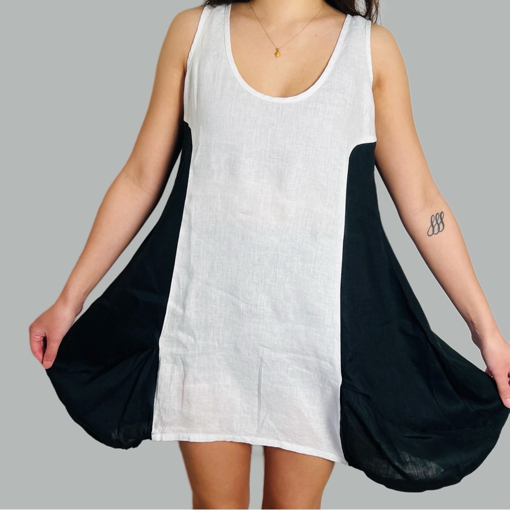KOKOMARINA by Antoine Coelenbier Linen Black and white dress size M
